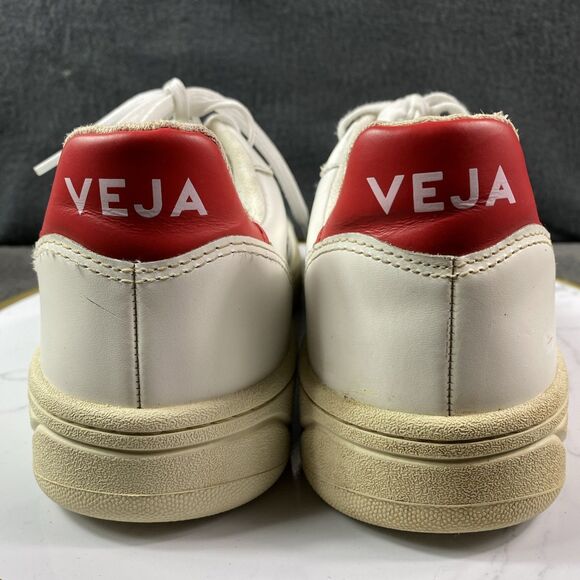 VEJA V-10 Leather Sneakers Women’s Size 9 White Marsala Nautico Lace Up Shoes - Picture 7 of 14